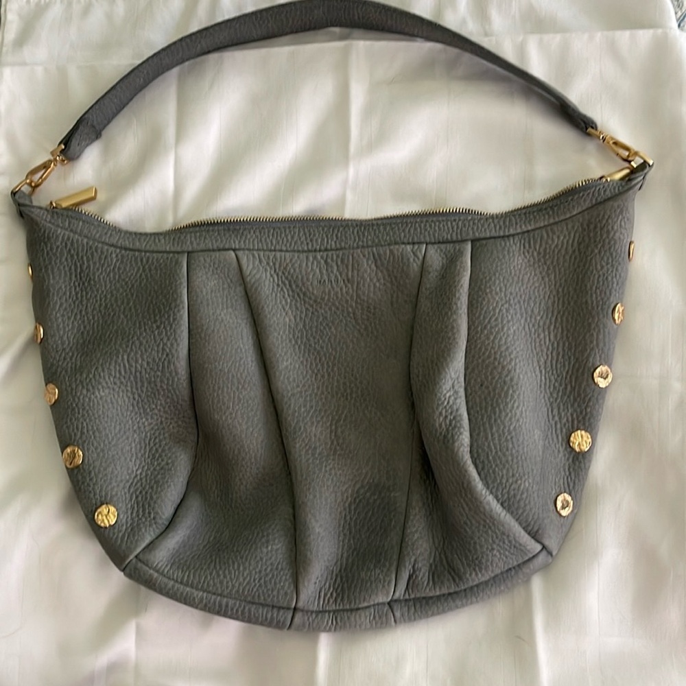 Hammitt Gray/Blue Shoulder Bag with Gold Accents
